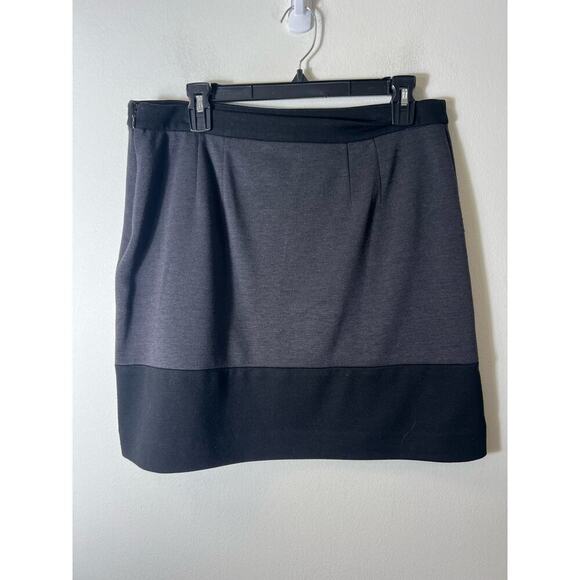 Ann Taylor Loft Black Gray Colorblock Mini Skirt Sz 10 - Picture 2 of 3